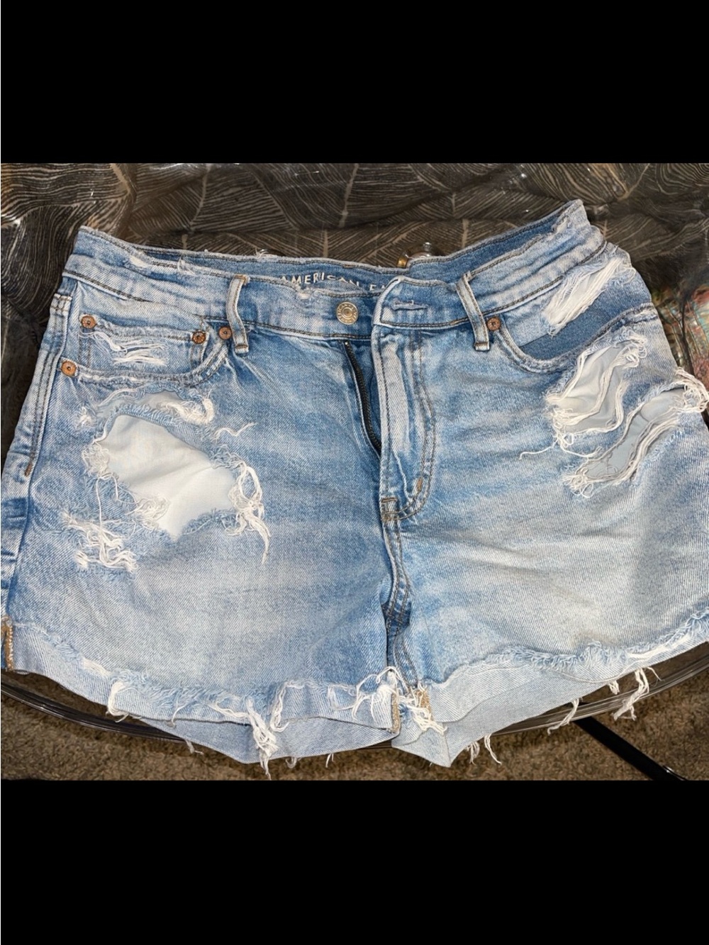 American Eagle Outfitters Light Blue Distressed Denim Cutoff Shorts Two Pairs